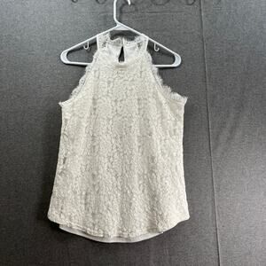 Berryou White Lace Shirt Women Medium Top Ladies